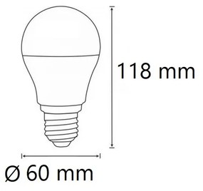 Lampada LED E27 12W, A60, 105lm/W Colore  Bianco Naturale 4.000K