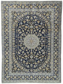 Kashan Tappeto 410 x 310 Blu (Iran) Annodato A Mano