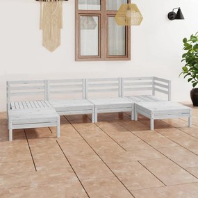 Set Salotto da Giardino 6 pz in Legno Massello di Pino Bianco