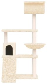 Albero per Gatti con Tiragraffi in Sisal Crema 131 cm