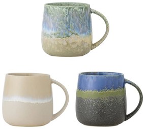 Tazze in set blu e beige in gres 3 pz 460 ml Cloe – Bloomingville
