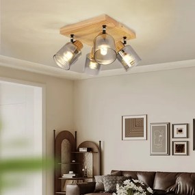 Brilagi - Faretto HYGGE 4xE14/15W/230V legno di gomma/vetro fumé