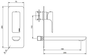 Treemme Hask RWIT6AB2CC01 miscelatore monocomando lavabo 180mm senza parte incasso cromo