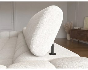 Divano angolare color crema allungabile/con contenitore (con penisola a destra/con chaise lounge) con rivestimento in bouclé Felro – ELTAP