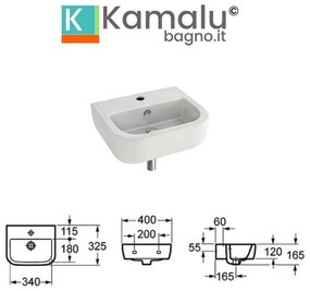 Kamalu - lavandino piccolo bagno 40cm marie-lh