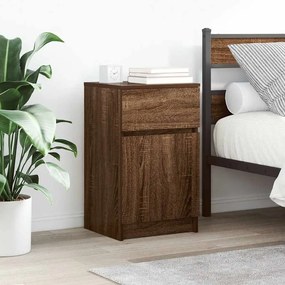 Comodini 2pz Rovere Marrone 39x35x65 Cm İn Legno Multistrato /