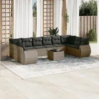 Set Divani da Giardino 11 pz con Cuscini in Polyrattan Grigio 3254217