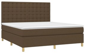 Letto a molle materasso e led marrone scuro 160x200 cm tessuto