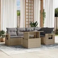 Set Divano da Giardino 6 pz con Cuscini Beige in Polyrattan 3267889