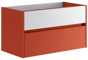 Mobile da bagno sotto lavabo Niwa paprika frontale in vetro bianco laccato opaco L 89.5 x H 50 x P 45.5 cm 2 cassetti, lavabo non incluso