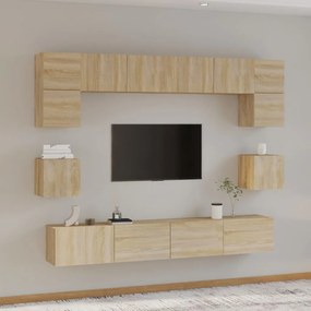 Set Mobili Porta Tv 8pz Rovere Sonoma İn Legno Multistrato /