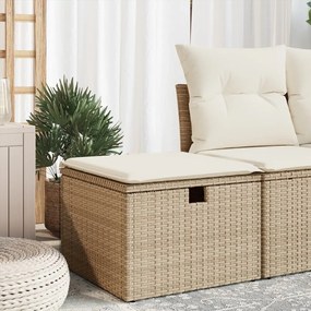 Sgabello giardino con cuscino beige 55x55x37 cm in polyrattan