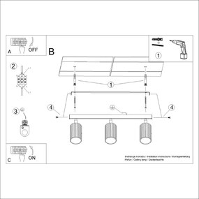 Lampada da soffitto KARBON 3L in Alluminio 3xGU10