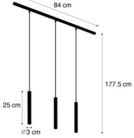 Sistema di illuminazione a binario moderno con 3 luci a sospensione bianche monofase - Slimline Keno