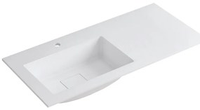 Lavabo a incasso rettangolare vasca a sinistra L 100.5 x H 15 x P 46 cm in resina bianco lucido