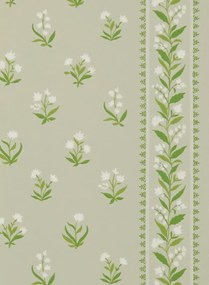 Nina Campbell Tapete Petit Dapuri - White/ Green/ Stone