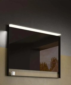 Ceramica Globo Mode Specchio 100x80 Con Led E Cornice con ripiano In Acciaio Nero Opaco