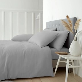 Set copripiumino e federa grigio in flanella per letto matrimoniale e per letto esteso 230x220 cm Brushed – Catherine Lansfield