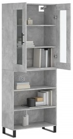 Credenza grigio cemento 69,5x34x180 cm in legno multistrato