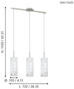 EGLO 90048 - Lampadario a sospensione AMADORA 3xE27/60W/230V