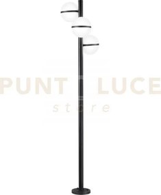 Palo orbit nero 3 luci attacco e27 ip44 44,5x202,5cm base in alluminio