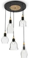 Lampadario classico ideal lux gretel sp5 103174 e27 led vintage vetro metallo legno sospensione