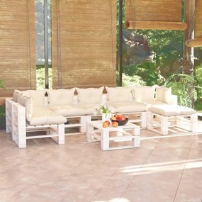 Set divani da giardino pallet 8 pz con cuscini in legno di pino