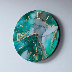 Orologio rotondo D65 cm in vetro temperato effetto marmo Verde - MAXMA