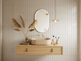 Specchio per bagno luminoso ovale antiappannamento 60 x 90 cm con contorno Nero - ALARICO