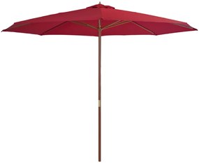 Ombrellone Da Esterni Con Palo İn Legno 350 Cm Rosso Borgogna /