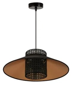 Duolla - Lampadario a sospensione con filo RIO RATTAN 1xE27/15W/230V diametro 45 cm nero/oro