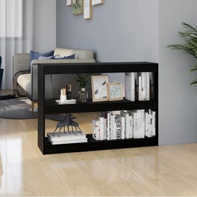 Libreria/divisorio nero 100x30x71,5cm in legno massello di pino