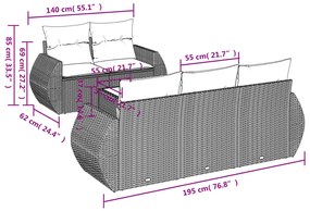 Set Divano da Giardino 6 pz con Cuscini Grigio in Polyrattan