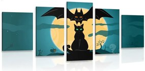 Quadri 5 pezzi – Fantasmi amichevoli sotto la luna piena