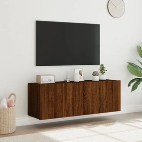 Mobili TV a Parete con Luci LED 2pz Rovere Marrone 60x35x41 cm