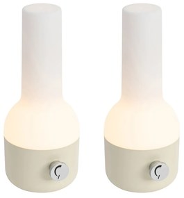 Set di 2 lampade da tavolo per esterni beige con bianco, con LED ricaricabile - Haard