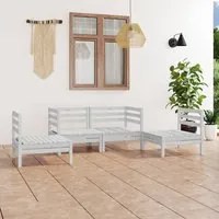 Set Divani da Giardino 4 pz Bianco in Legno Massello di Pino cod mxl 44710