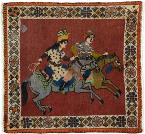 Shiraz Tappeto 60x60 Rosso (Iran) Annodato A Mano