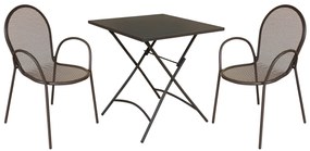 ROMANUS - set tavolo in metallo cm 70 x 70 x 72 h con 2 poltrone Maris