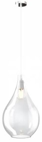 Sospensione cromo 1 luce vetro grande trasparente 1193cr-sg-tr