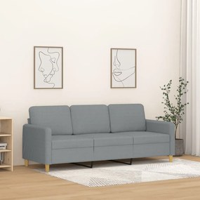 Divano A 3 Posti Grigio Chiaro 180 Cm İn Tessuto /