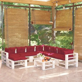 Set divani da giardino pallet 9 pz con cuscini in legno di pino