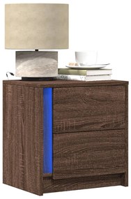 Comodino Con Luci Led Rovere Marrone İn Legno Multistrato /