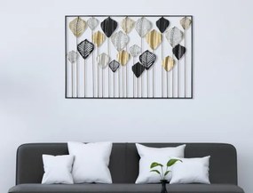 Pannello Decorativo Rettangolare Con Foglie 120x2,5x78,5 Cm In Ferro Oro Argento Nero Lex-A
