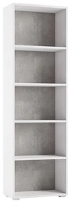 Libreria 5 ripiani Moderna L 60 x P 30 x H 195 cm bianco e cemento, portata per ripiano 10 kg