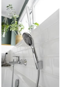 WENKO 23992100 - Soffione doccia Sistema di risparmio idrico 9,5x9,5 cm cromo lucido/grigio