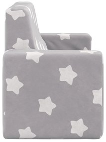 Divano per bambini 2 posti grigio chiaro stelle morbido peluche