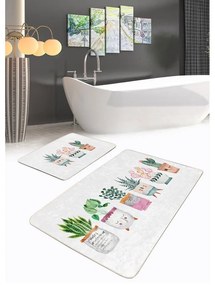 Set di tappetini per il bagno in velluto bianchi 2 pz 60x100 cm Succulent – Mila Home