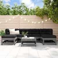 Set Divani da Giardino 7pz con Cuscini in Legno Massello Grigio 3185929