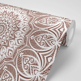 Carta da parati – Mandala dell'armonia su sfondo marrone